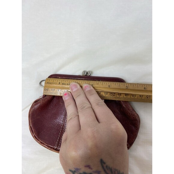 Fossil Leather Coin Purse Wallet Red Leather Vintage Kiss lock - Picture 10 of 12